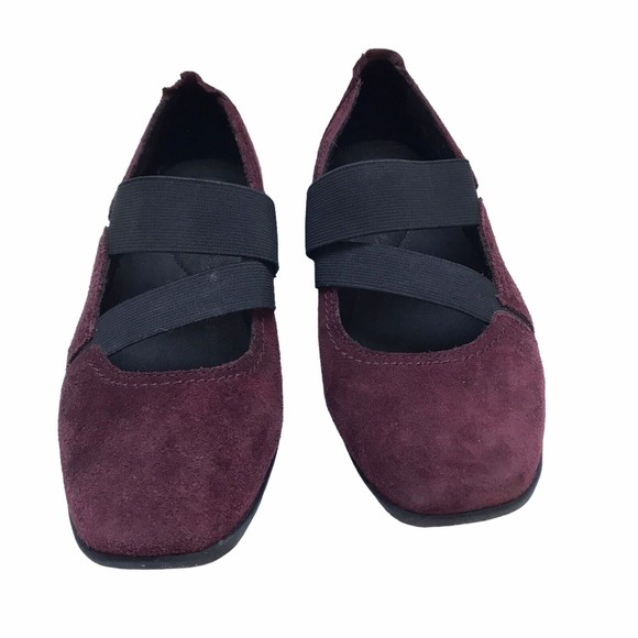 CLARKS Haydn Juniper Mary Jane Flat Shoes Red Suede Leather Slip On Womens 6.5 M - Picture 2 of 9